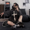 Harajuku Punk Subculture Crucifix Beggars Retro Street Hip-Hop Lazy Wind Mid Length Sweater Hole Breaking Knitwear Loose Tops