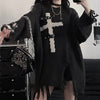 Harajuku Punk Subculture Crucifix Beggars Retro Street Hip-Hop Lazy Wind Mid Length Sweater Hole Breaking Knitwear Loose Tops
