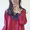 Harajuku Sailor Collar Navy Dress Japanese Fashion Sweet Bow Soft Sister Girl Lovely Cotton Kawaii Preppy Full Sleeve Dresses