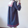 Harajuku Sailor Collar Navy Dress Japanese Fashion Sweet Bow Soft Sister Girl Lovely Cotton Kawaii Preppy Full Sleeve Dresses