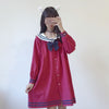 Harajuku Sailor Collar Navy Dress Japanese Fashion Sweet Bow Soft Sister Girl Lovely Cotton Kawaii Preppy Full Sleeve Dresses