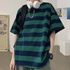 Harajuku Striped Shirts Women Short Sleeve Oversized Shirt Streetwear Gothic T Shirt Couple Tops Summer Striped Blouse