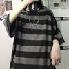 Harajuku Striped Shirts Women Short Sleeve Oversized Shirt Streetwear Gothic T Shirt Couple Tops Summer Striped Blouse