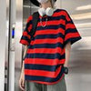Harajuku Striped Shirts Women Short Sleeve Oversized Shirt Streetwear Gothic T Shirt Couple Tops Summer Striped Blouse
