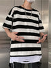 Harajuku Striped Shirts Women Short Sleeve Oversized Shirt Streetwear Gothic T Shirt Couple Tops Summer Striped Blouse