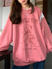 Harajuku Sweater Kawaii Women Bear Print Gray Pink Sweatshirts Hoodie Long Sleeve Tops Korean Streetwear Female Oversize Hoddies