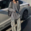 Harajuku Sweater Women Loose Lazy Tops Y2K Emo Alt Grey Hole Knitted Sun Protection Outerwear Pullover Goth Aesthetic Sweaters