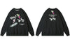 Harajuku Thin Sweatshirt Streetwear Hip Hop Letter Print Crewneck Pullover Hoodie Unisex Casual Loose Long Sleeve Tops