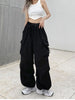 Harajuku Vintage Parachute Cargo Pants Women Y2k Streetwear Bf Wide Leg Trousers Oversize Jogging Techwear Sweatpants