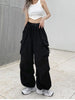 Harajuku Vintage Parachute Cargo Pants Women Y2k Streetwear Bf Wide Leg Trousers Oversize Jogging Techwear Sweatpants