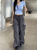 Harajuku Vintage Parachute Cargo Pants Women Y2k Streetwear Bf Wide Leg Trousers Oversize Jogging Techwear Sweatpants