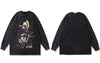 Harajuku Vintage Tshirt Hip Hop Japanese Anime Cartoon Girl Print Washed Shirts Punk Gothic Casual Long Sleeve T-Shirt