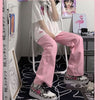 Harajuku Y2K Baggy Pink Jeans Women Sweet Korean Oversize Low Rise Wide Leg Denim Pants Streetwear Loose Trousers Alt