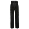 Harajuku Y2K Multi Pockets Patchwork Baggy High Waist Jeans Streetwear 100% Cotton Women Denim Trouser Loose Pants Punk Jeans