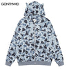 Harajuku Zip Up Y2K Hoodie Sweatshirt Coat Grunge Hip Hop Ghost Camouflage Zipper Hooded Jacket 2023 Autumn Loose Tops
