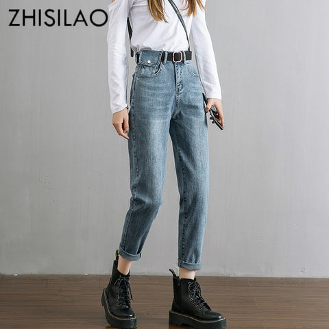 Harem High Waist Jeans Women Vintage Straight Boyfriend Mom Jeans Mujer Retro Denim Pants 2022 Blue Black Jeans Casual