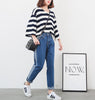 Harem jeans for woman high waist 2022 Casual spiced color block plus size blue Ankle Length denim Trousers for women 5XL
