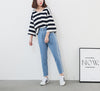 Harem jeans for woman high waist 2022 Casual spiced color block plus size blue Ankle Length denim Trousers for women 5XL