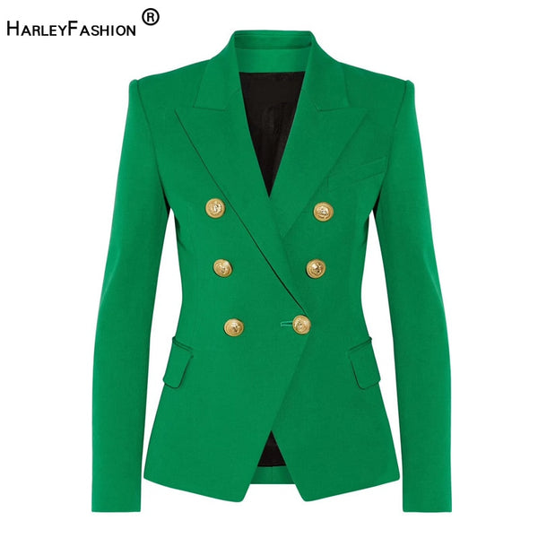 HarleyClassic Design Women Elegant Style Casual Blazers Solid Color Slim Autumn Green Blazer