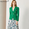 HarleyClassic Design Women Elegant Style Casual Blazers Solid Color Slim Autumn Green Blazer