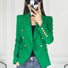 HarleyClassic Design Women Elegant Style Casual Blazers Solid Color Slim Autumn Green Blazer