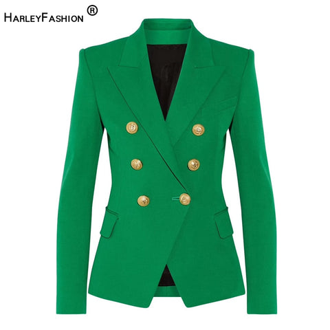 HarleyClassic Design Women Elegant Style Casual Blazers Solid Color Slim Autumn Green Blazer