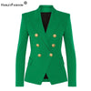 HarleyClassic Design Women Elegant Style Casual Blazers Solid Color Slim Autumn Green Blazer