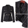 HarleyEngland Style Women Winter Thick Tweed Blazer Plaid Pattern Quality Slim Stunning Lady Outerwear Jacket