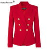 HarleyEuropean American Women Casual Blazer Double Breasted  Red Blazers