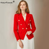 HarleyEuropean American Women Casual Blazer Double Breasted  Red Blazers