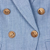 HarleyEuropean Women Elegant Light Blue Blazer Metal Buttons Casual Slim Jackets Outerwear Blazers