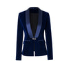 HarleyFall Spring Brief Design Single Buttons  Black/Blue Velvet Basic Slim Women Blazers Casual Jackets