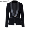 HarleyFall Spring Brief Design Single Buttons  Black/Blue Velvet Basic Slim Women Blazers Casual Jackets