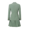 HarleyFall Spring Design Quality OL Skirt Suits Slim Blazer Short Pleated Skirt Green Office Lady Two Pieces Sets