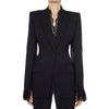 Harley European American Single Button Solid Designing Formal Lace Patchwork Blazer Outerwear Jackets
