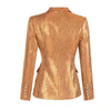 Harley Quality European Women Vintage Gold Blazer Bling Bling Slim Quality Fitness Retro Blazers