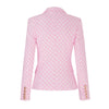 HarleyWinter Warm Tweed Fabric  Designer Plaid Pattern Street Pink Thick Jacket Women Blazers