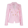 HarleyWinter Warm Tweed Fabric  Designer Plaid Pattern Street Pink Thick Jacket Women Blazers