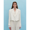 【Have Lable】EENK Women Coat 2023 Autumn and Winter No Button Lapel Short Suit Commuter White Suit Striped Suit Jacket