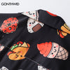 Hawaiian Shirt Hip Hop Cartoon Sushi Hamburger Print Beach Shirts Streetwear Harajuku Casual Short Sleeve Button Down Shirts Top