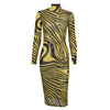 Hawthaw Women Autumn Long Sleeve Zebra Striped Printed Mesh See Through Bodycon Midi Dress 2023 Fall Clothes  Items