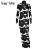 Hawthaw Women Autumn Long Sleeve Printed Bodycon Pencil Long Dress Streetwear 2022 Fall Clothes  Items