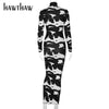 Hawthaw Women Autumn Long Sleeve Printed Bodycon Pencil Long Dress Streetwear 2022 Fall Clothes  Items