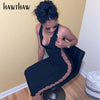 Hawthaw Women Summer Sleeveless V Neck Hollow Out Soild Color Bodycon Pencil Dress Sundress 2022 Female Clothing Streetwear