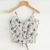 Women's Self Tie Back V Neck Print Floral Crop Camis Top Female Camisole Summer Tank Ladies Casual Blouse Tops Mujer Verano #LR3