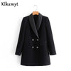 Blazer Women 2022 Fashion Woolen cloth Double Breasted Blazers Coat Vintage Long Sleeve Female Outerwear Chic Tops