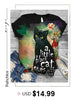 2023 Women Oversized O-neck Tie-dye Pullover Loose Tops Summer Floral Wheel Fortune Print Casual T-shirt