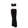 Hugcitar Pure Color Chain Halter Bandage Long Sleeve Backless Revealing Slim Maxi Dress 2023 Fall Women Elegant Y2K