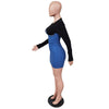 Sexy Patchwork Bodycon Jean Dress Long Sleeve Fall Winter Clothing Women High Elastic Denim Club Mini Dresses Streetwear