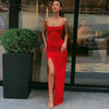 Nibber red black year christmas party long dresses women 2023 spring Basic bodycon lace up stretch Slim midi dresses femme